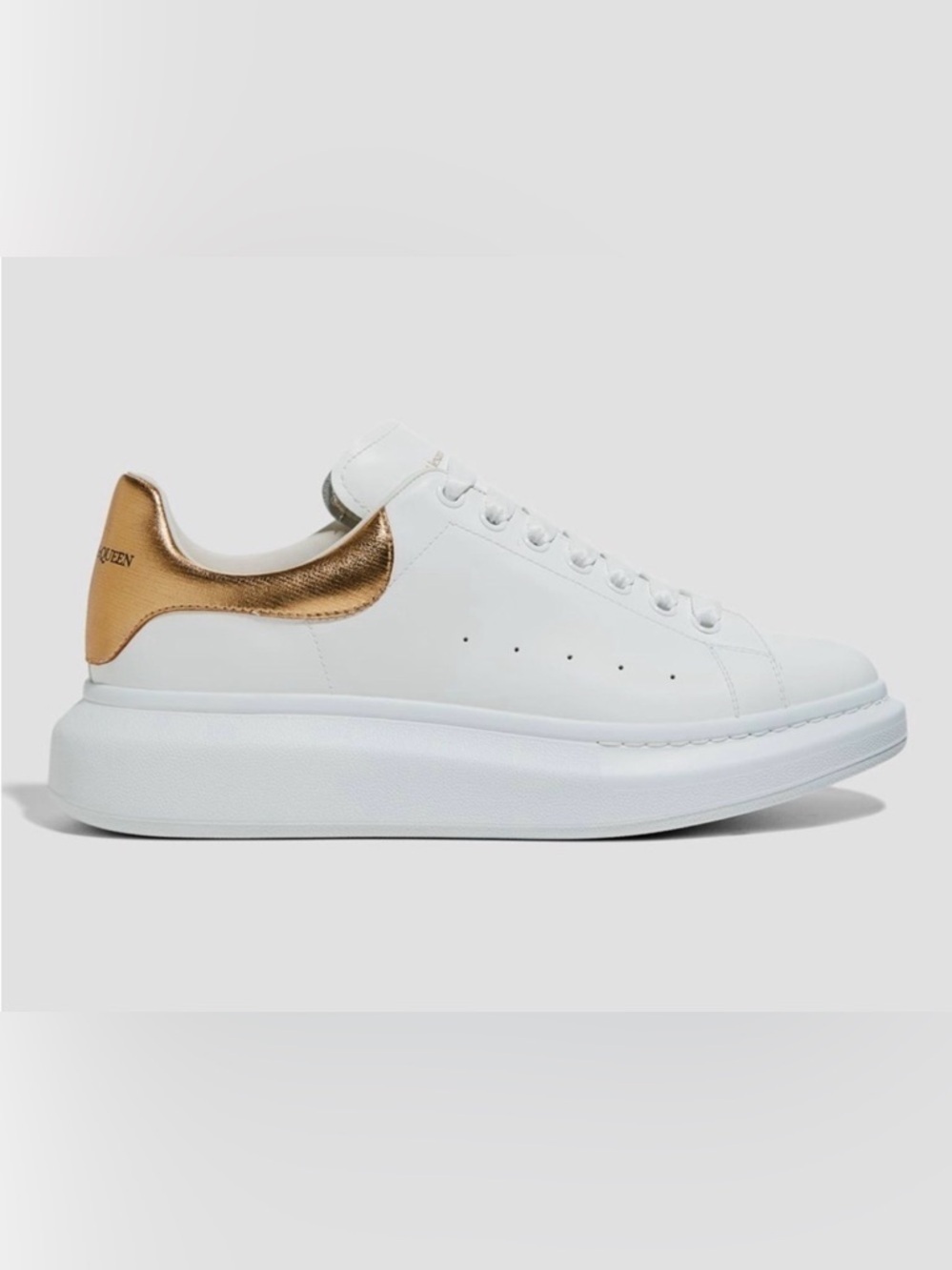 Alexander McQueen Oversized Larry Sneaker White Gold Men’s Leather 41 8 in Box
